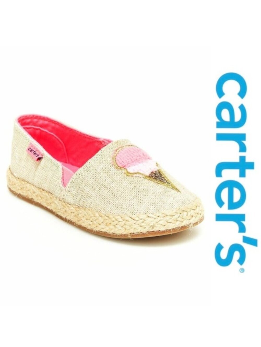 Carters | Cream and Pink Ice Cream Cone Ari Espadrille Shoes | Size 5 Toddler
